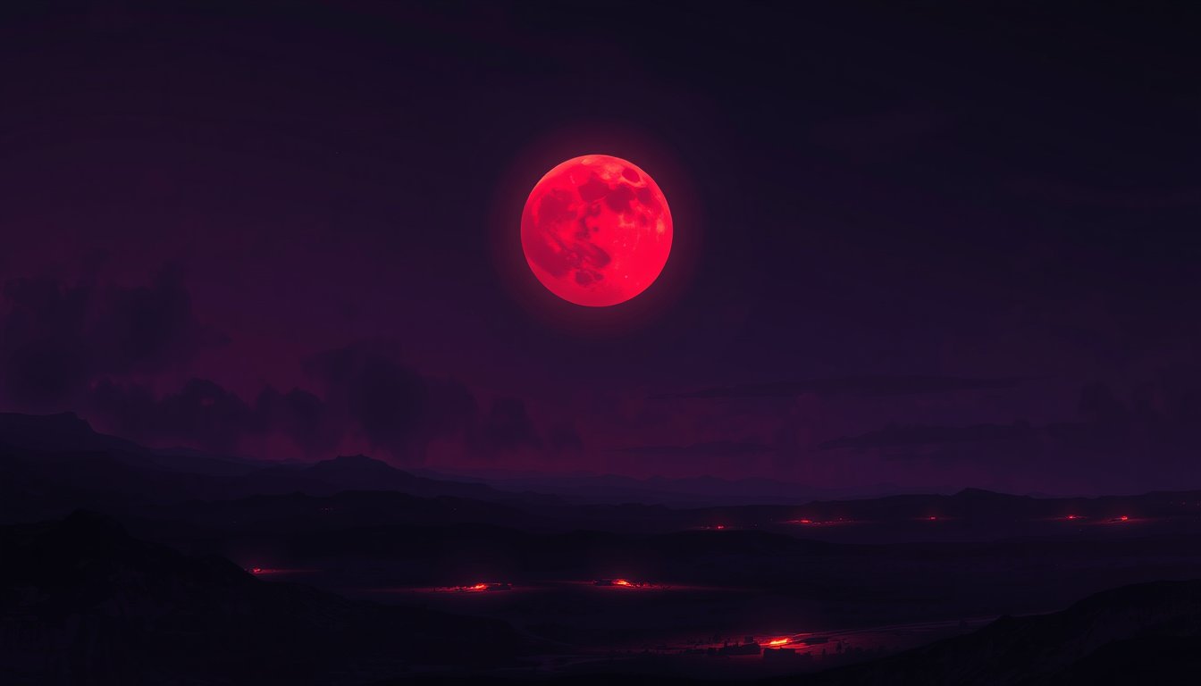 A deep red planet glowing over a dark landscape with faint embers — mars retrograde meaning, energy and action