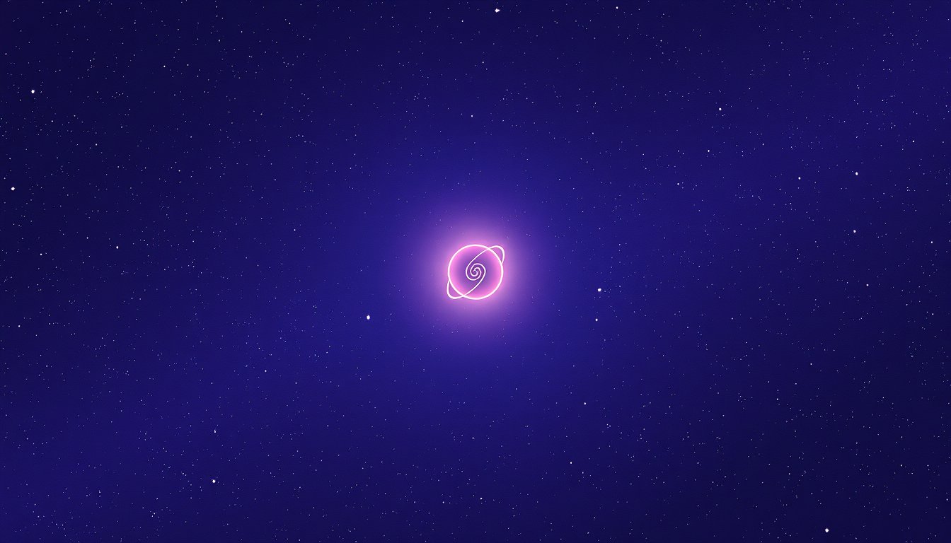 A small glowing planet with a backward spiral trail across a starry sky — mercury retrograde meaning, communication and review