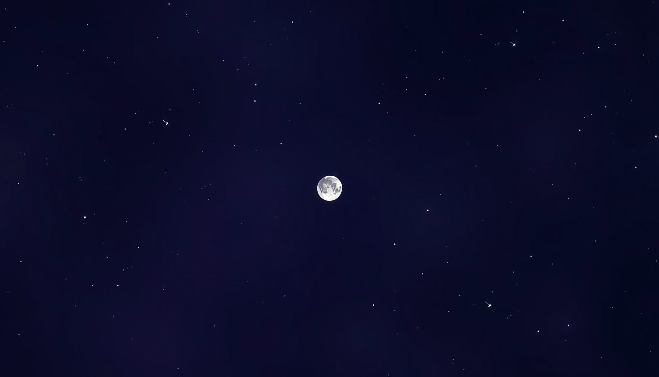 A dark new moon sky with a faint silver sliver and stars — new moon meaning, intentions and new beginnings
