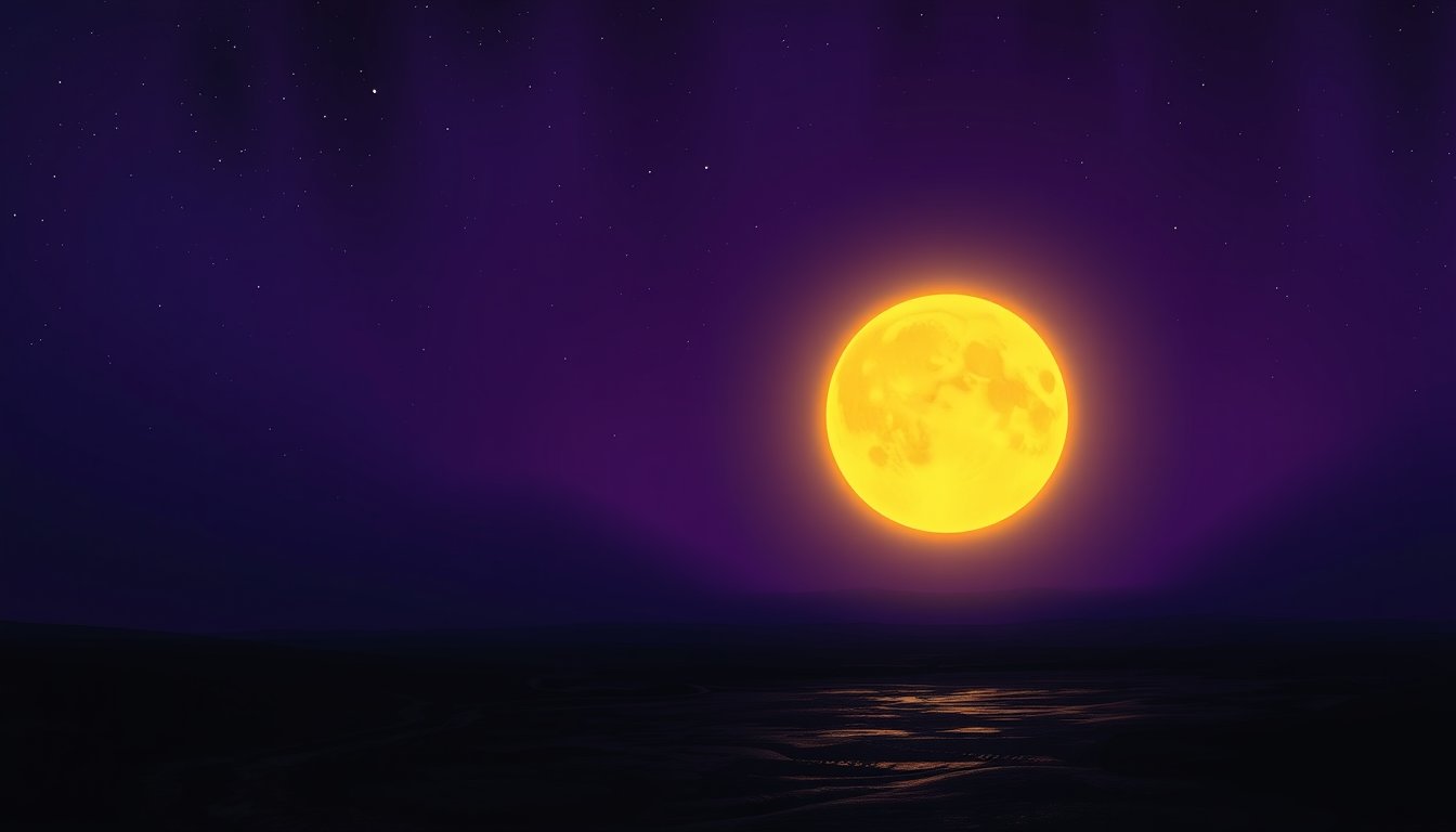 A ringed golden planet glowing at the horizon of a vast dark plain — saturn return meaning, maturity and life lessons