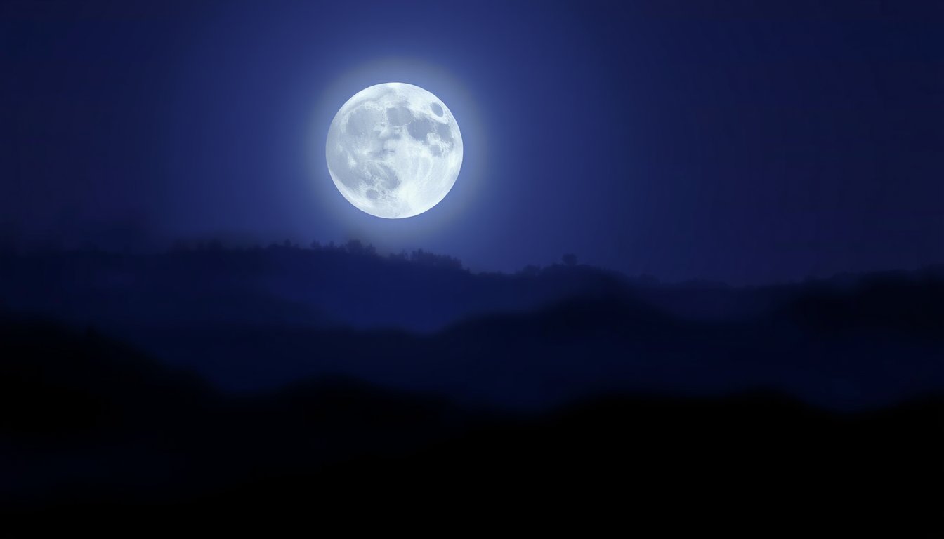 A waning gibbous moon glowing softly over misty hills — waning gibbous moon meaning, gratitude and sharing